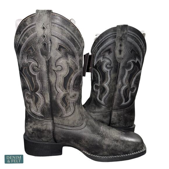 NEW Cody James Ace Nixon Western Boots Black Square‎ Toe Leather Cowboy Rugged NEW Cody James Ace Nixon Western Boots Black Square Toe  main image 2